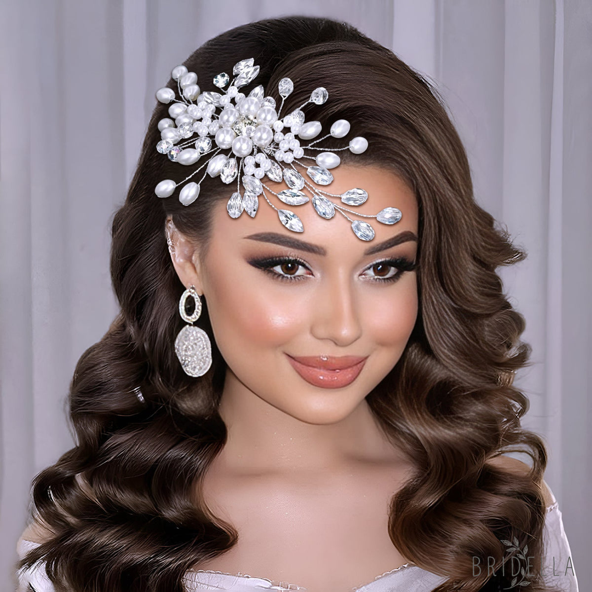 BHP836-S silver rhinestone pearl tiara
