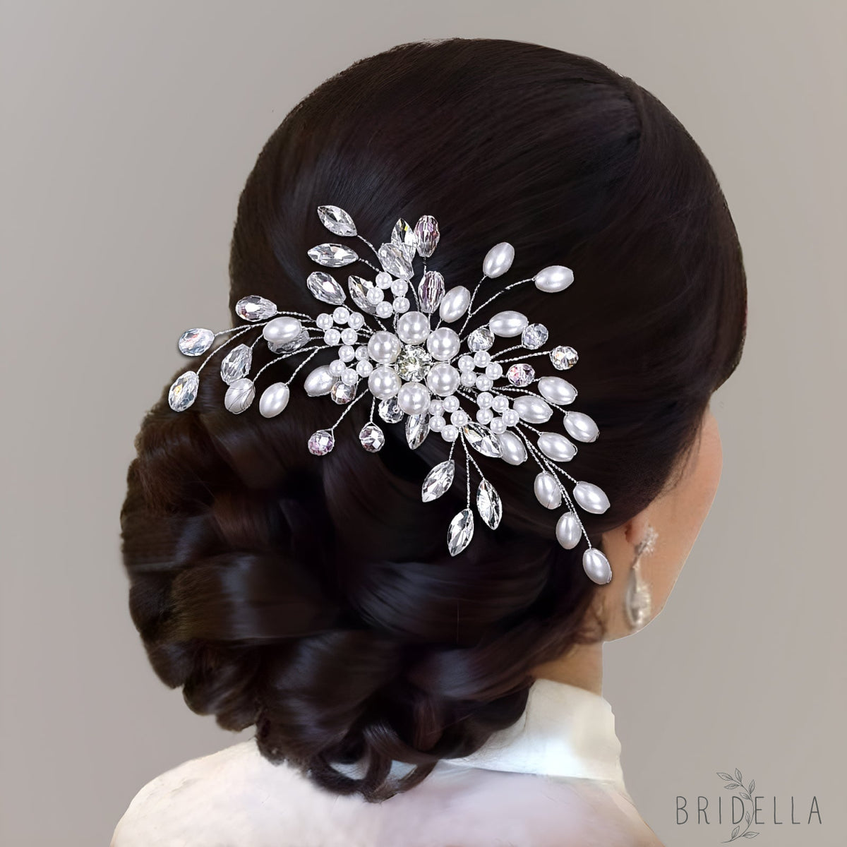 BHP836-S silver rhinestone pearl tiara