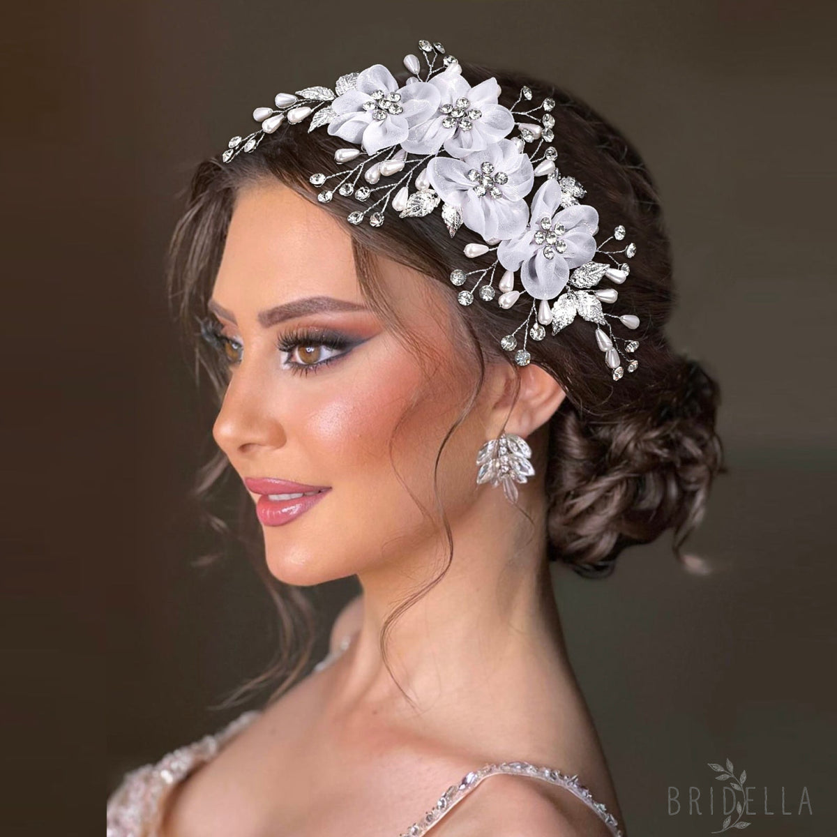BHP756-S silver rhinestone pearl tiara