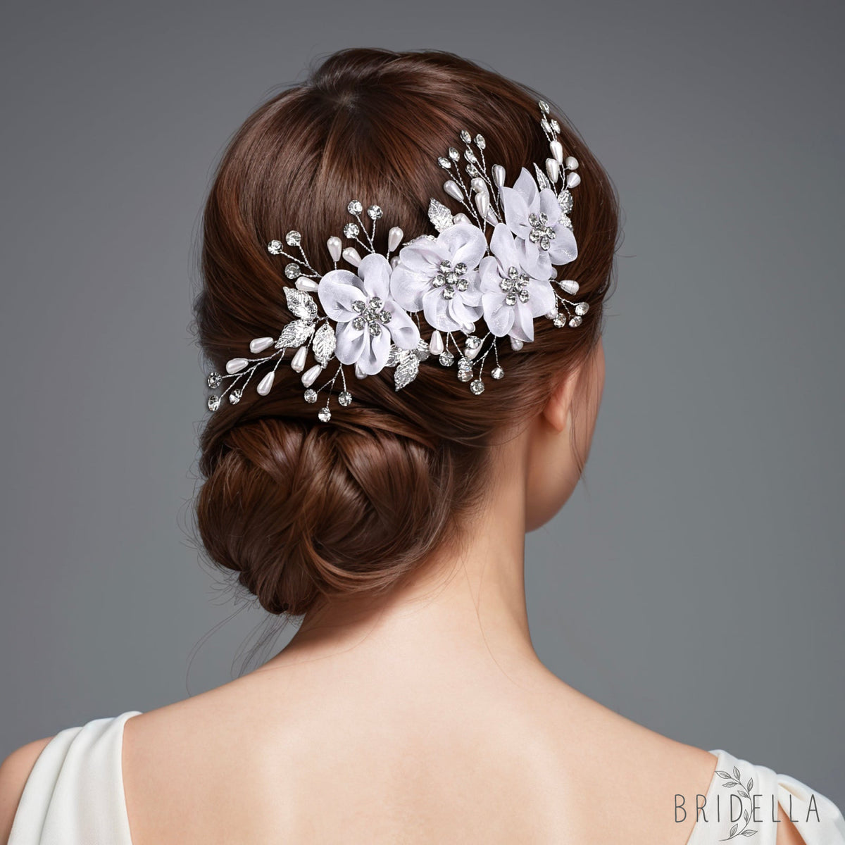 BHP756-S silver rhinestone pearl tiara