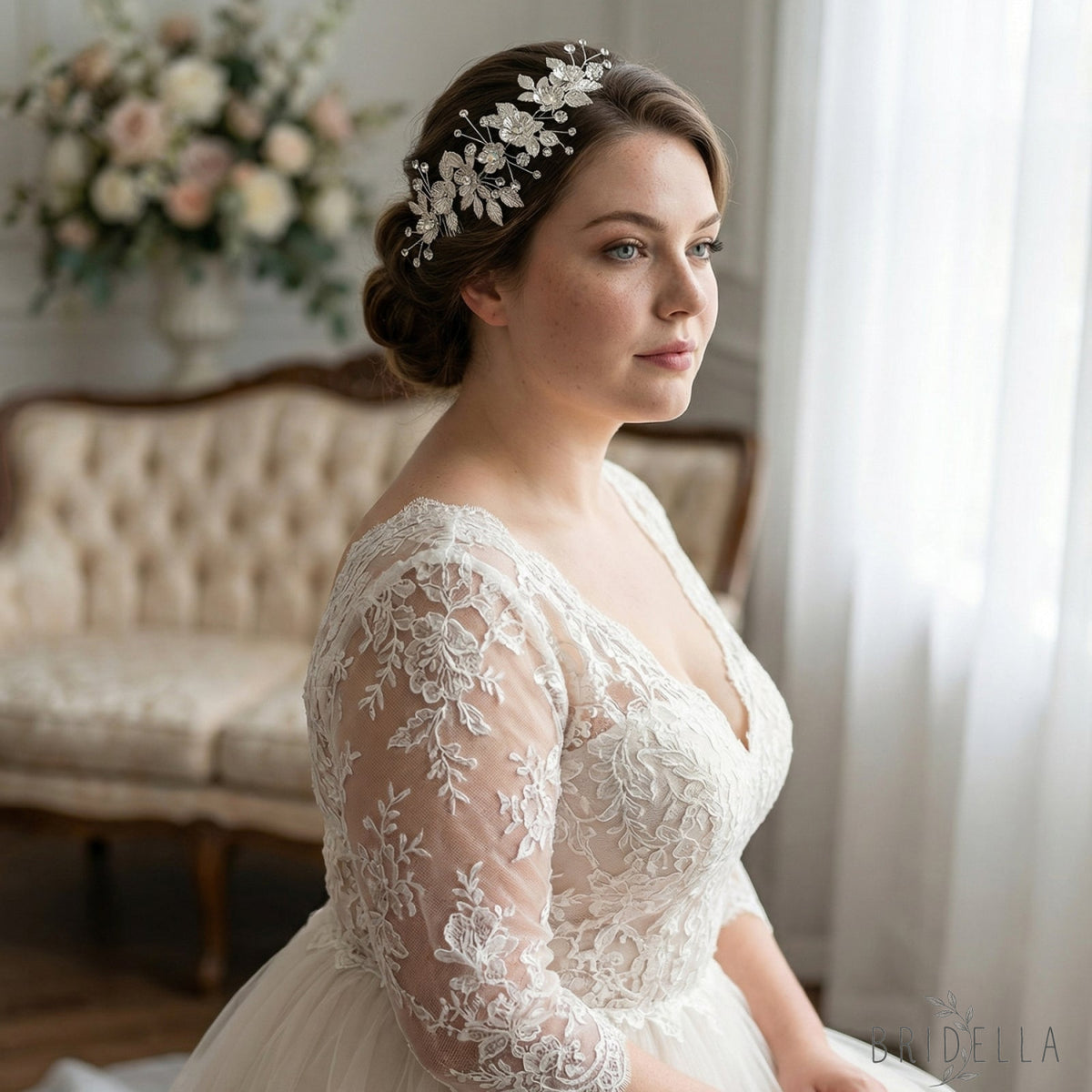 Silver Rhinestone Pearl Bridal Tiara Wedding Headpiece - Bridella BHP523-S - Silvery - HEADWEAR