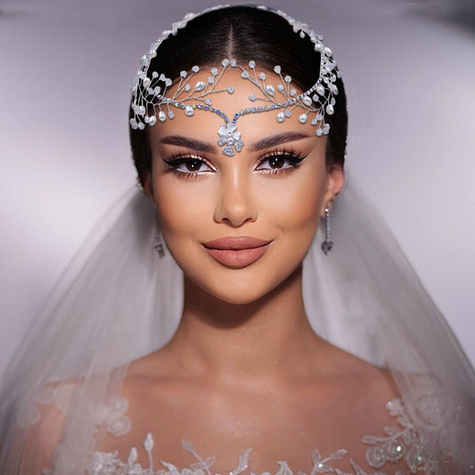 BHP592-S silver rhinestone pearl tiara