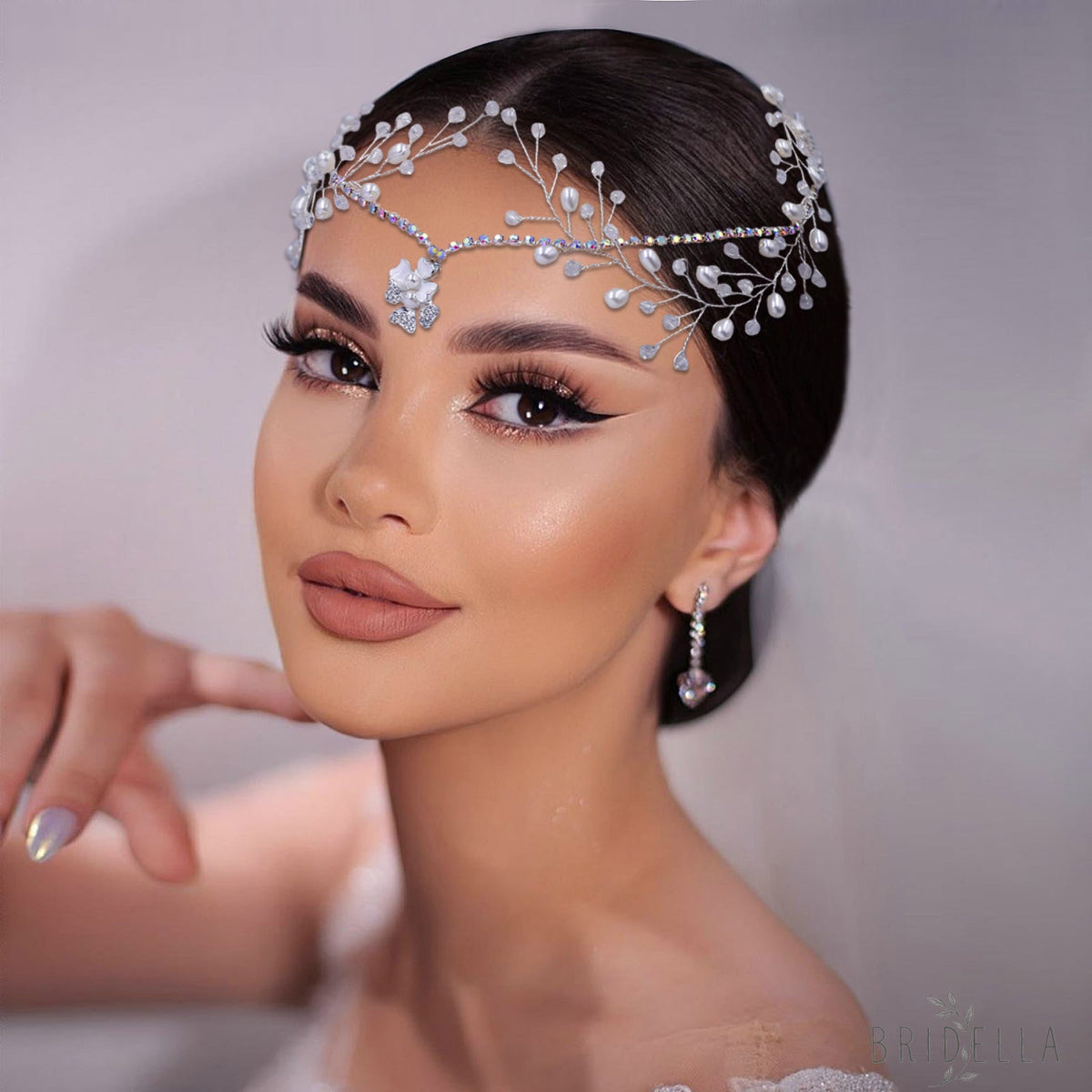 BHP592-S silver rhinestone pearl tiara