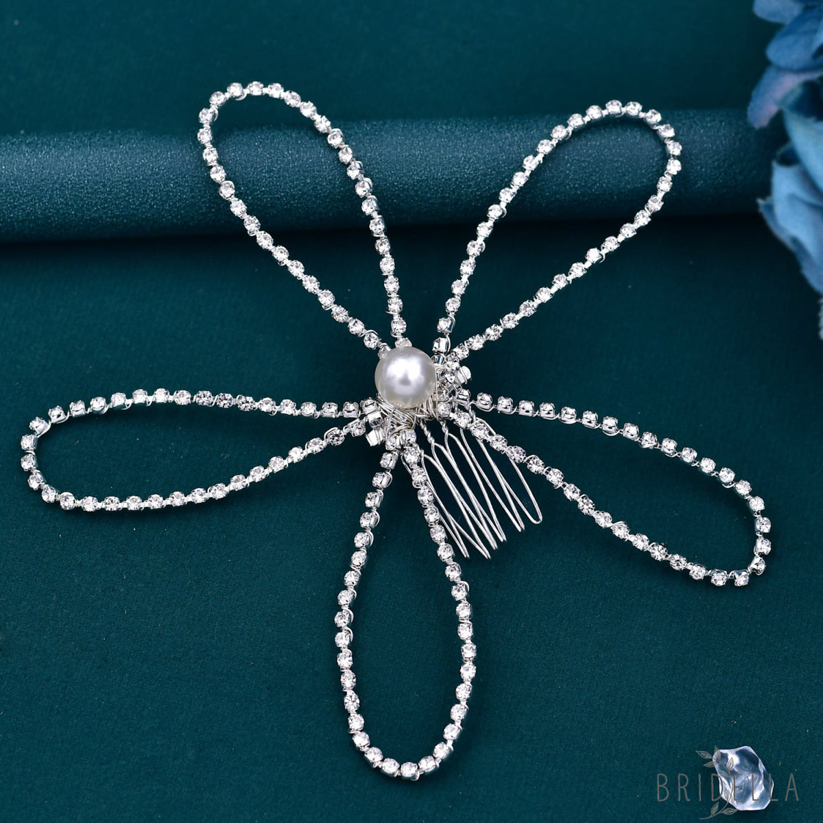 BHP367-Single Hair Comb silver rhinestone pearl hair comb