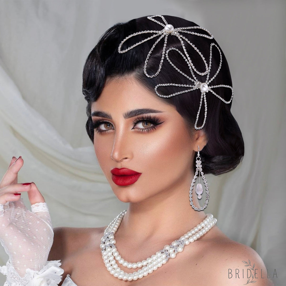 BHP367-Single Hair Comb silver rhinestone pearl hair comb