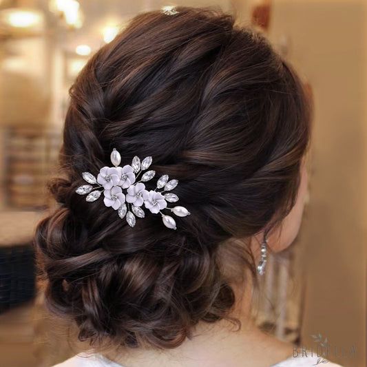 BHP345 silver rhinestone pearl headwear