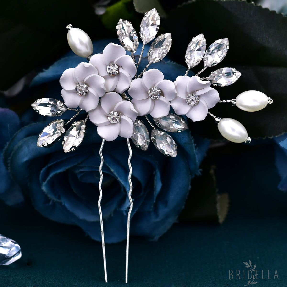 BHP345 silver rhinestone pearl headwear