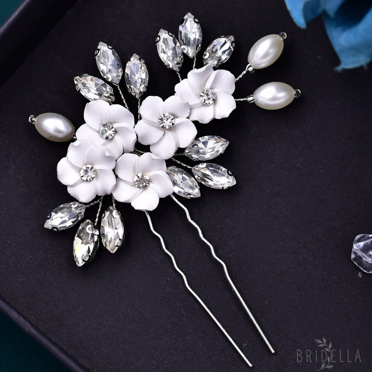 BHP345 silver rhinestone pearl headwear