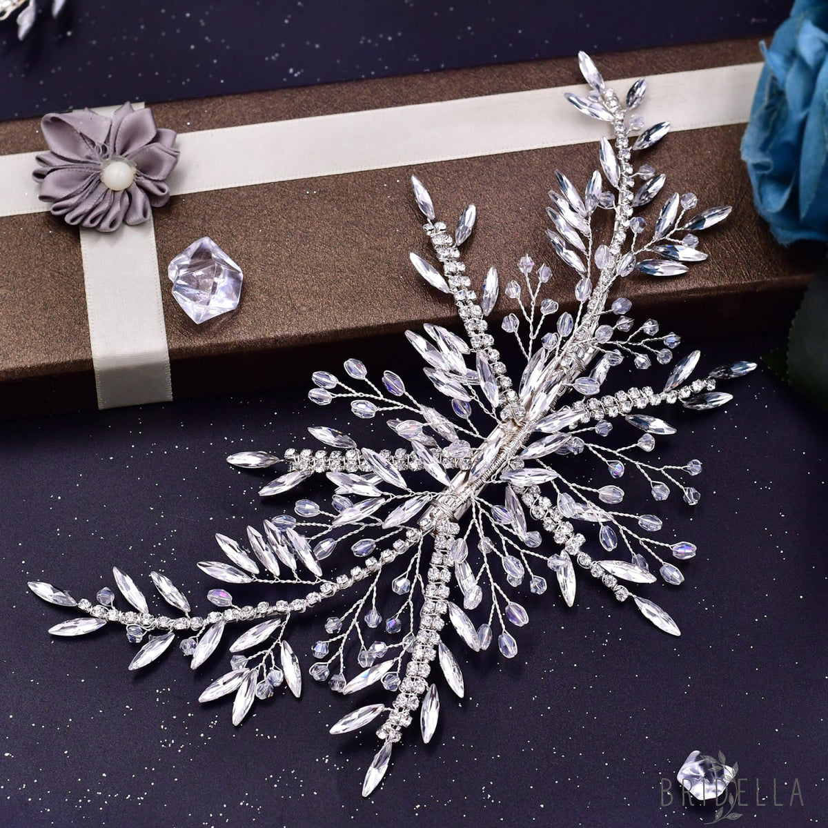 BHP287-S silver rhinestone pearl headwear