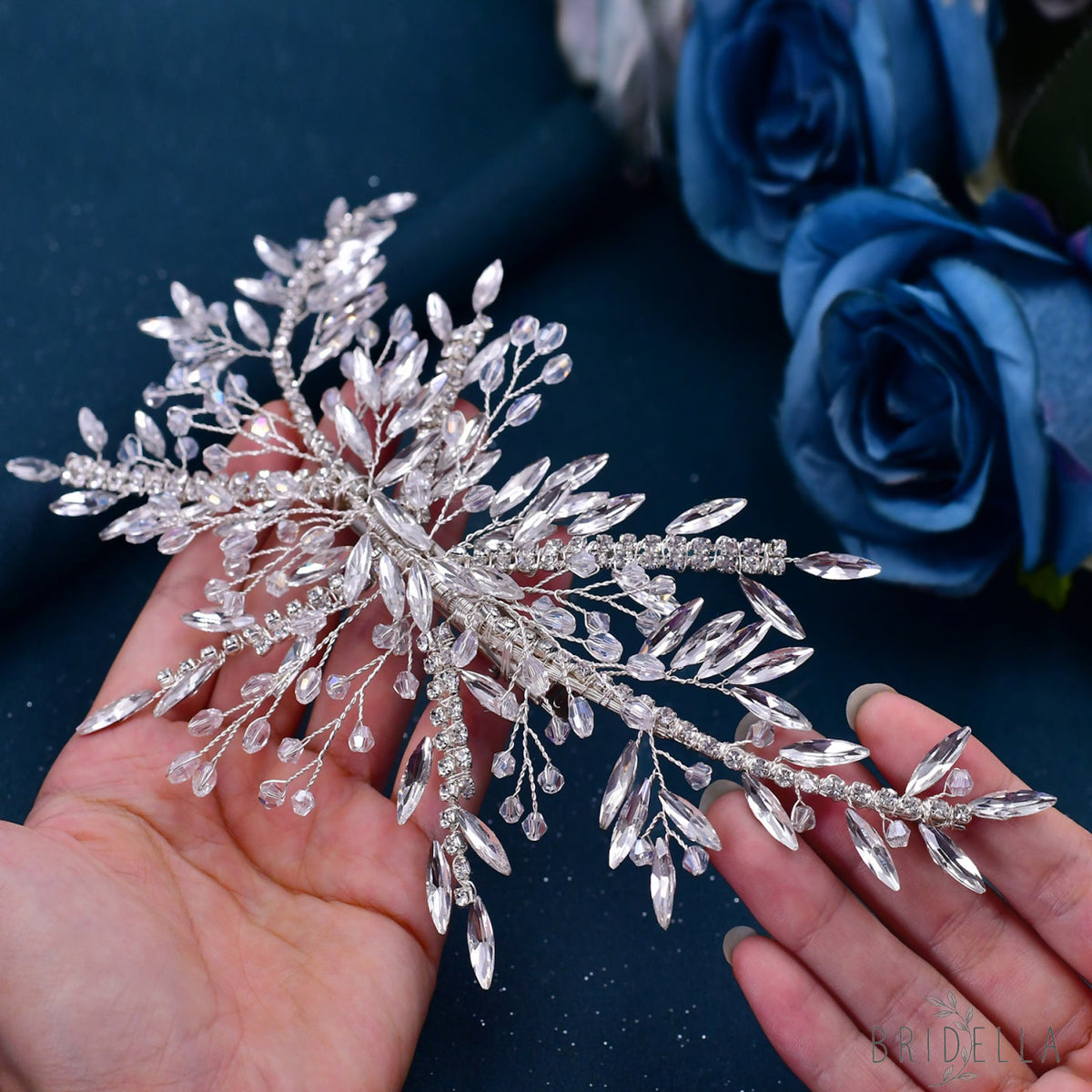 BHP287-S silver rhinestone pearl headwear