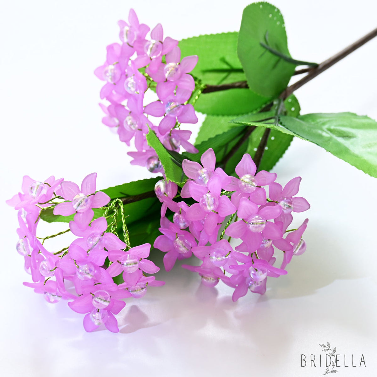 Single Stem Orange Crystal Artificial Orchid Flower Handmade Acrylic Beaded Fake Phalaenopsis for Vase Filler K17