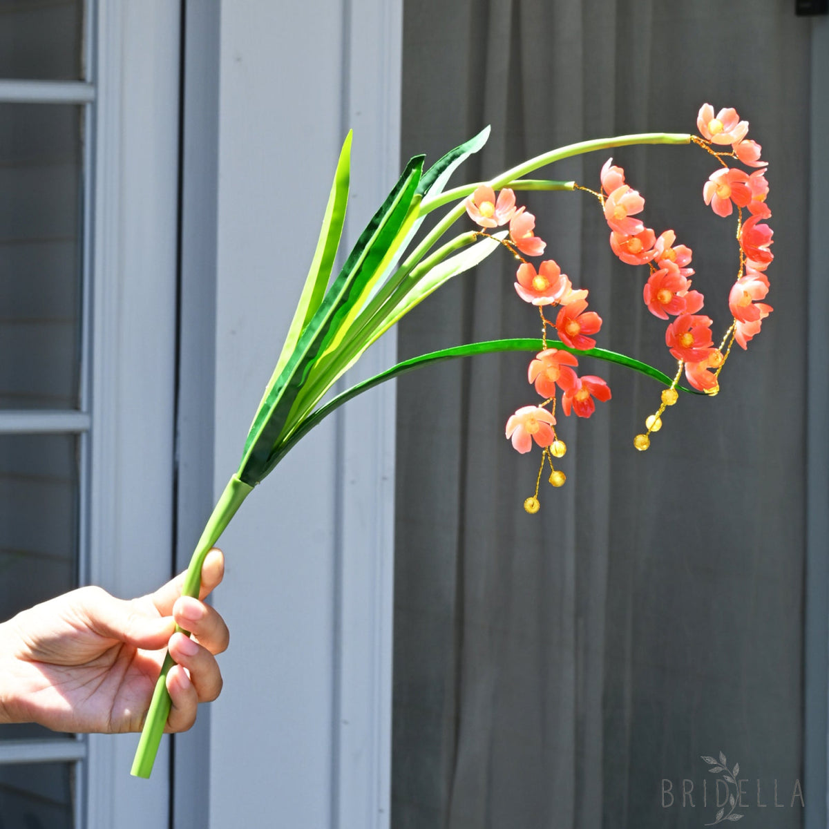 Single Stem Red Trailing Orchid Artificial Flower K29 - Red