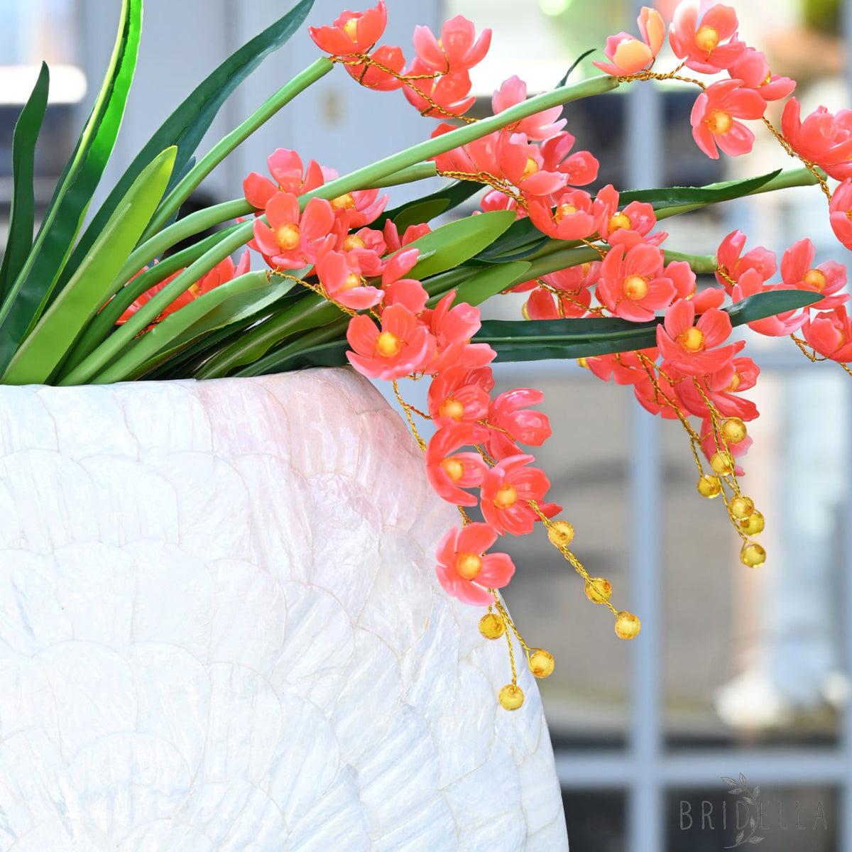 Single Stem Red Trailing Orchid Artificial Flower K29 - Red