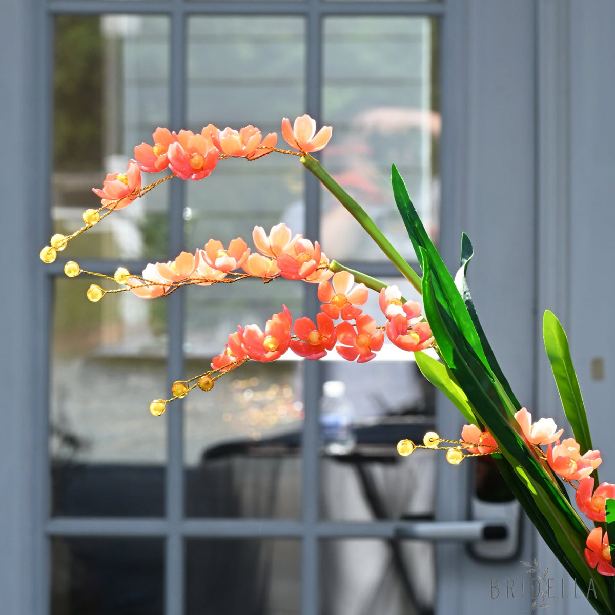 Single Stem Red Trailing Orchid Artificial Flower K29 - Red