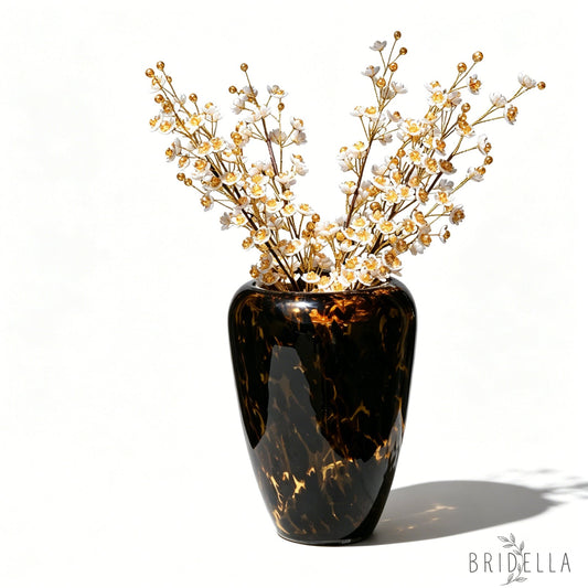 Single Stem White & Gold Crystal Plum Blossom Artificial Flower K70 - Orange