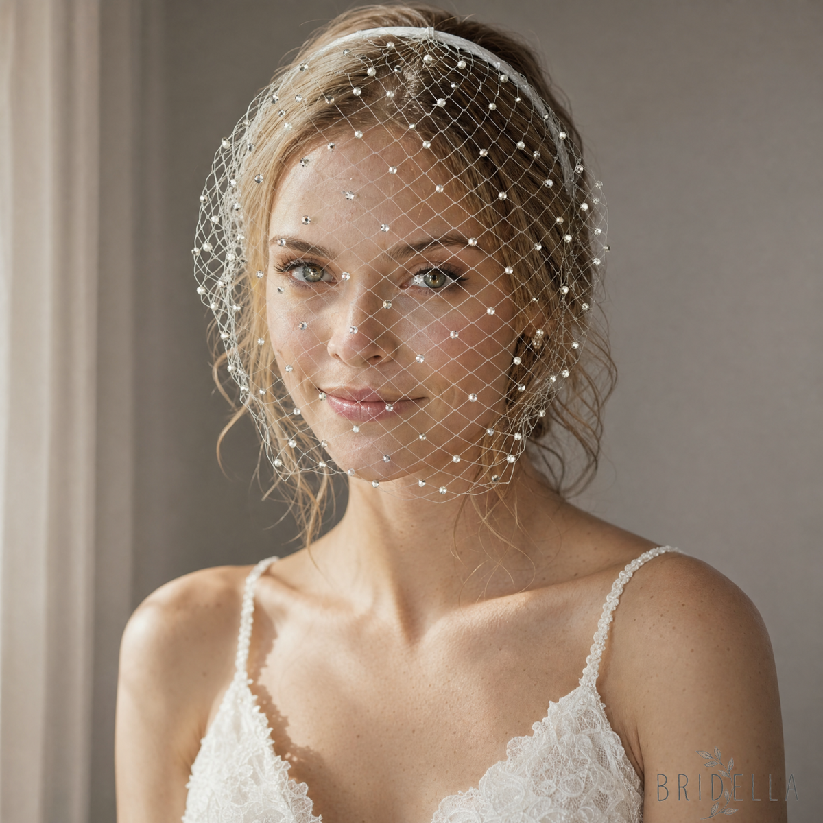 Sparkling Rhinestone Birdcage Bridal Veil Wedding - Bridella BMA16-M - IVONY