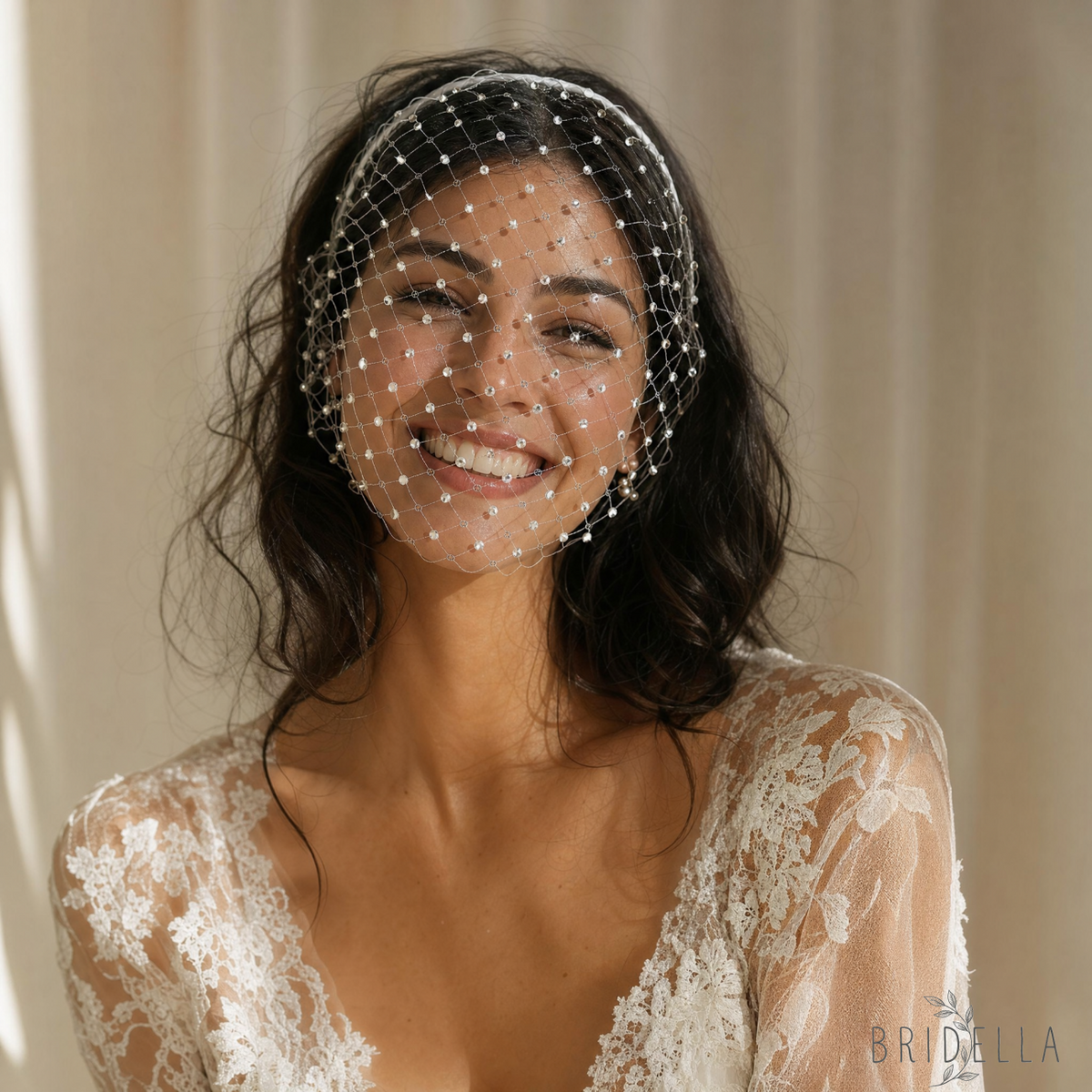 Sparkling Rhinestone Birdcage Bridal Veil Wedding - Bridella BMA16-M - IVONY