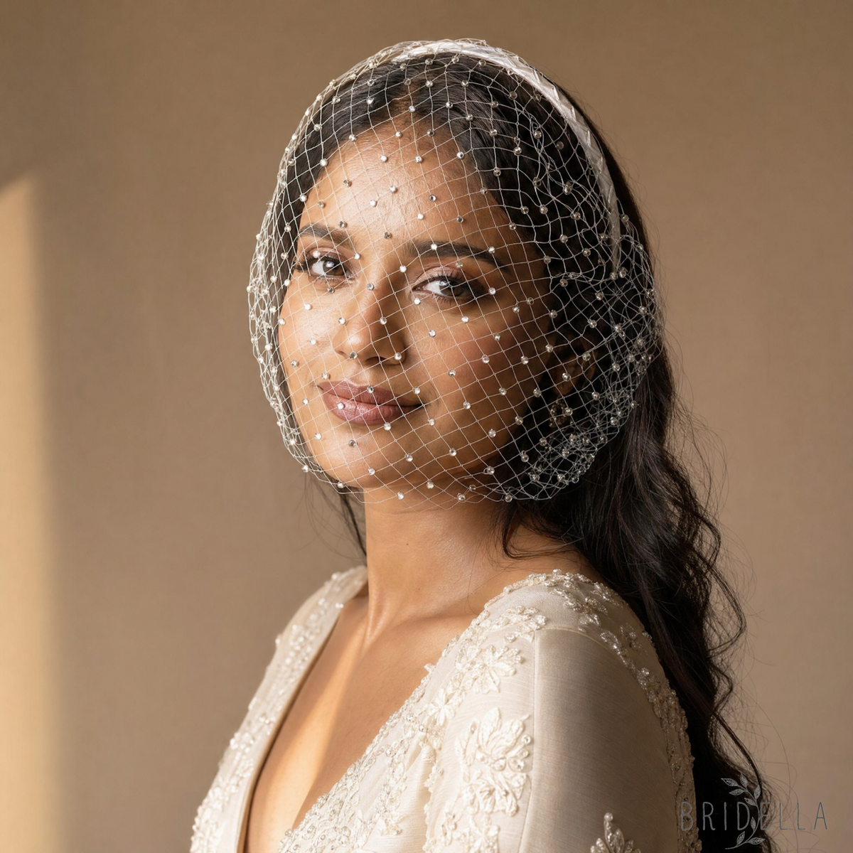 Sparkling Rhinestone Birdcage Bridal Veil Wedding - Bridella BMA16-M - IVONY