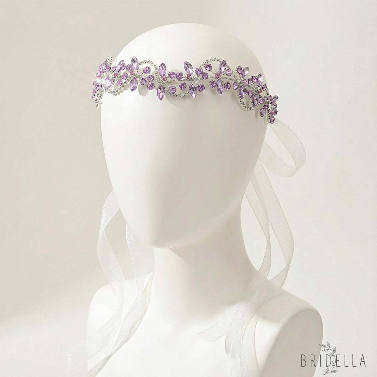 Violet Rhinestone Bridal Headband Wedding Hair - Bridella BHP266 - Violet - HEADWEAR