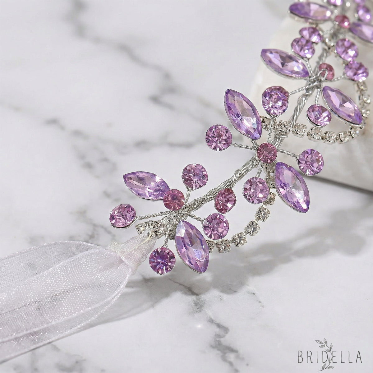 Violet Rhinestone Bridal Headband Wedding Hair - Bridella BHP266 - Violet - HEADWEAR