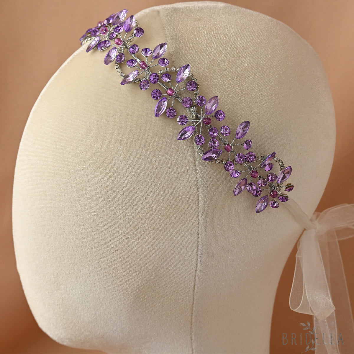 Violet Rhinestone Bridal Headband Wedding Hair - Bridella BHP266 - Violet - HEADWEAR
