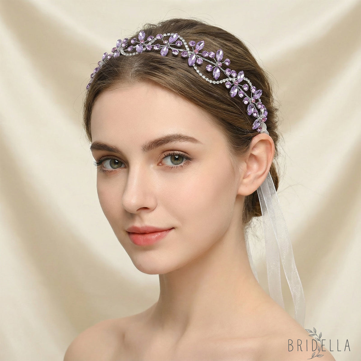 Violet Rhinestone Bridal Headband Wedding Hair - Bridella BHP266 - Violet - HEADWEAR