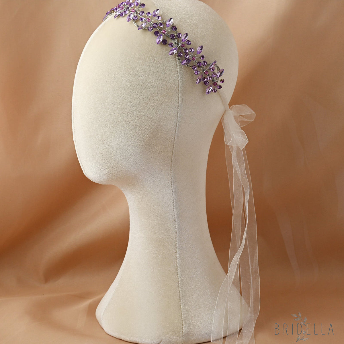 Violet Rhinestone Bridal Headband Wedding Hair - Bridella BHP266 - Violet - HEADWEAR