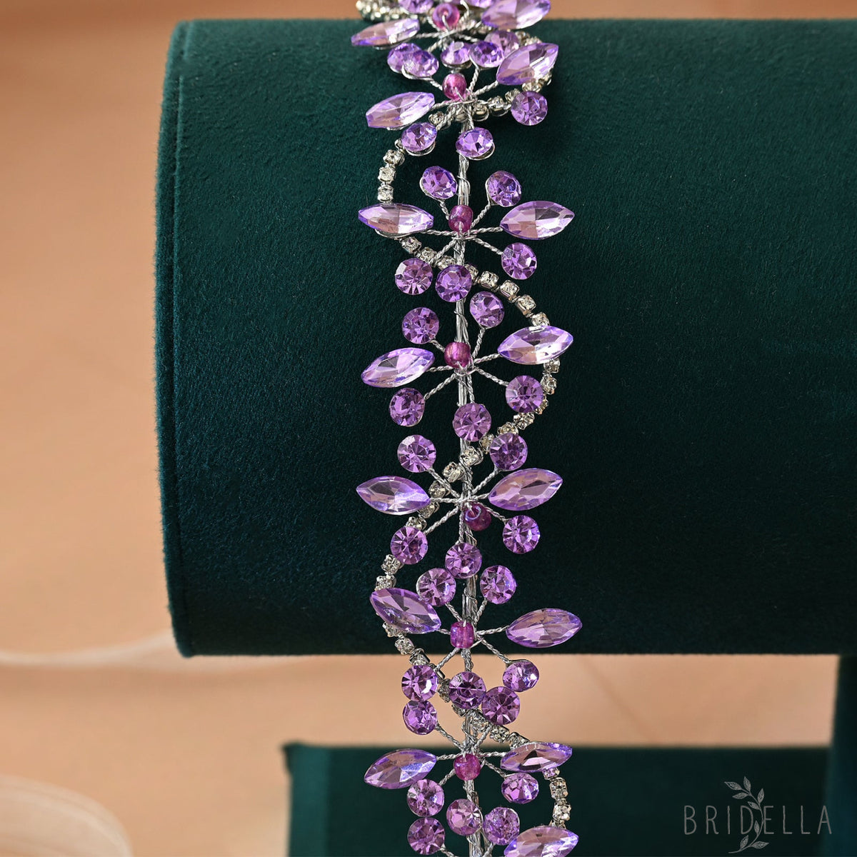 Violet Rhinestone Bridal Headband Wedding Hair - Bridella BHP266 - Violet - HEADWEAR