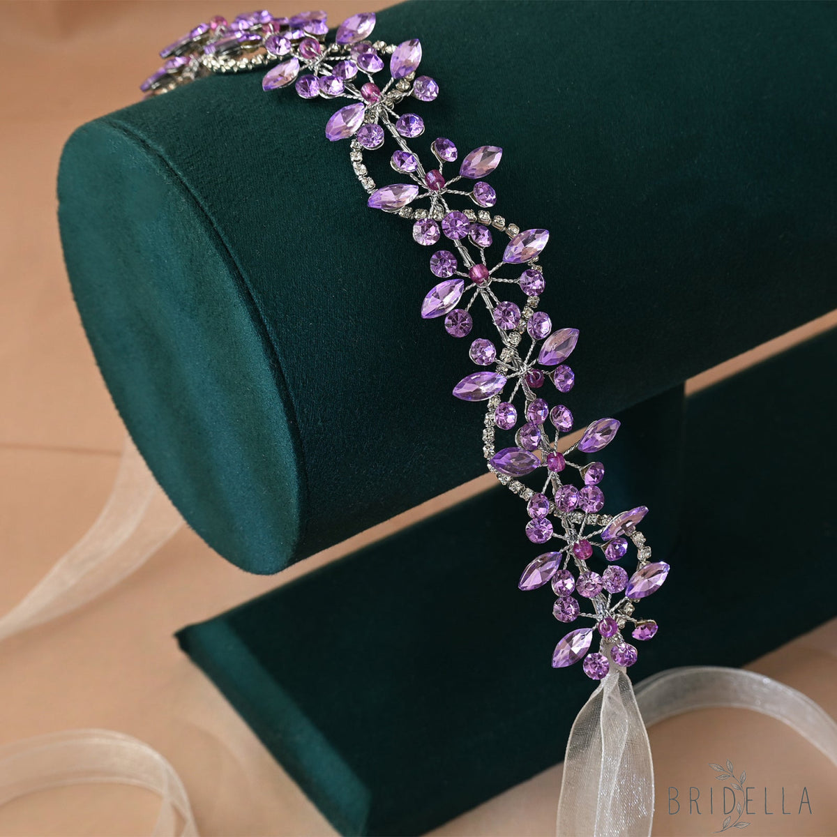 Violet Rhinestone Bridal Headband Wedding Hair - Bridella BHP266 - Violet - HEADWEAR