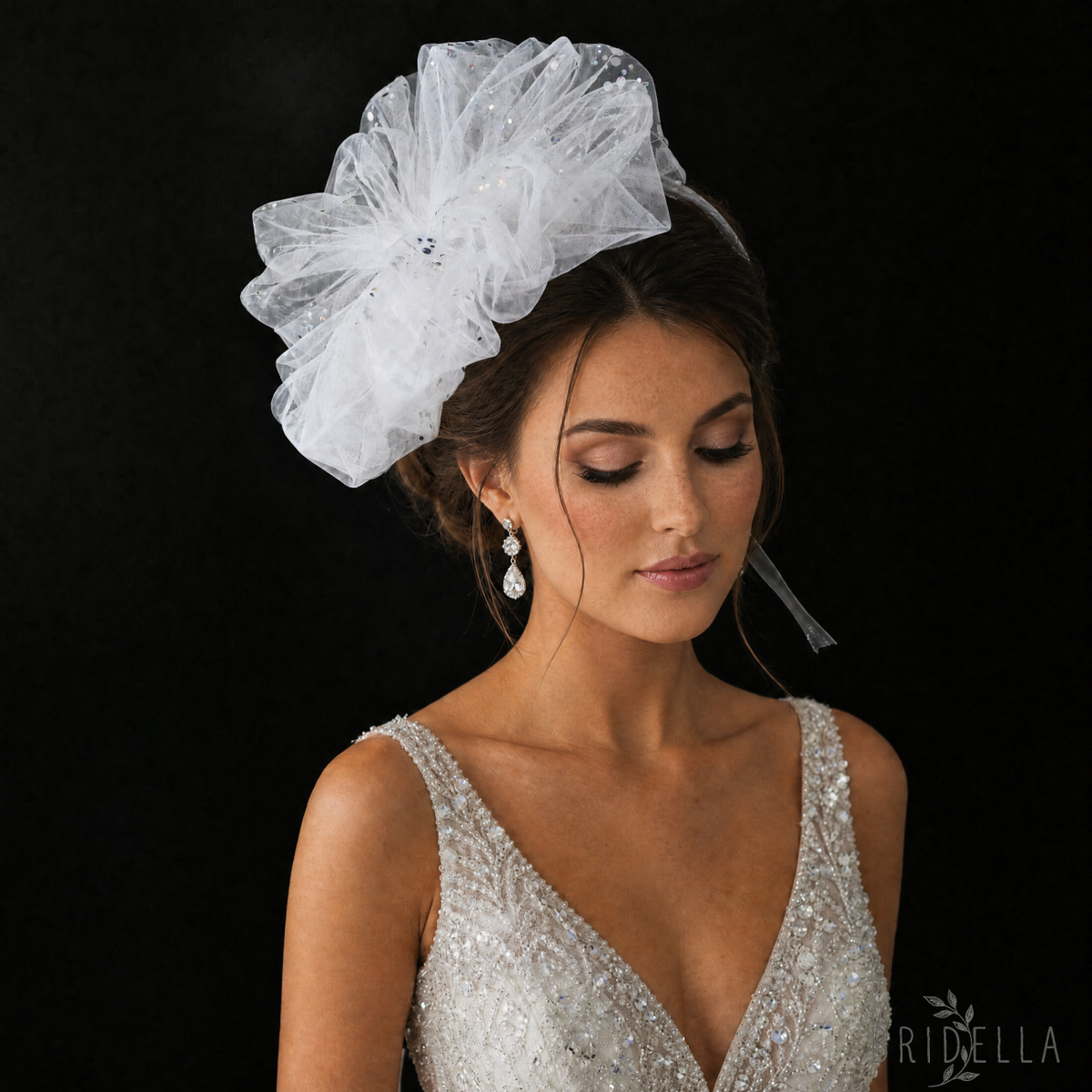 White Flower Bridal Necklace Sequined Wedding Dress Decoration Accessory - Bridella BMA03 - Ivory
