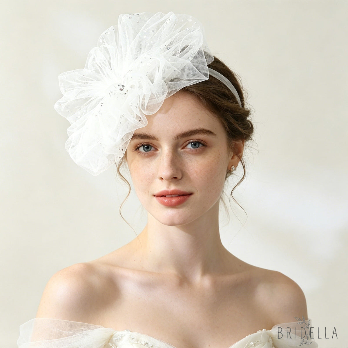 White Flower Bridal Necklace Sequined Wedding Dress Decoration Accessory - Bridella BMA03 - Ivory