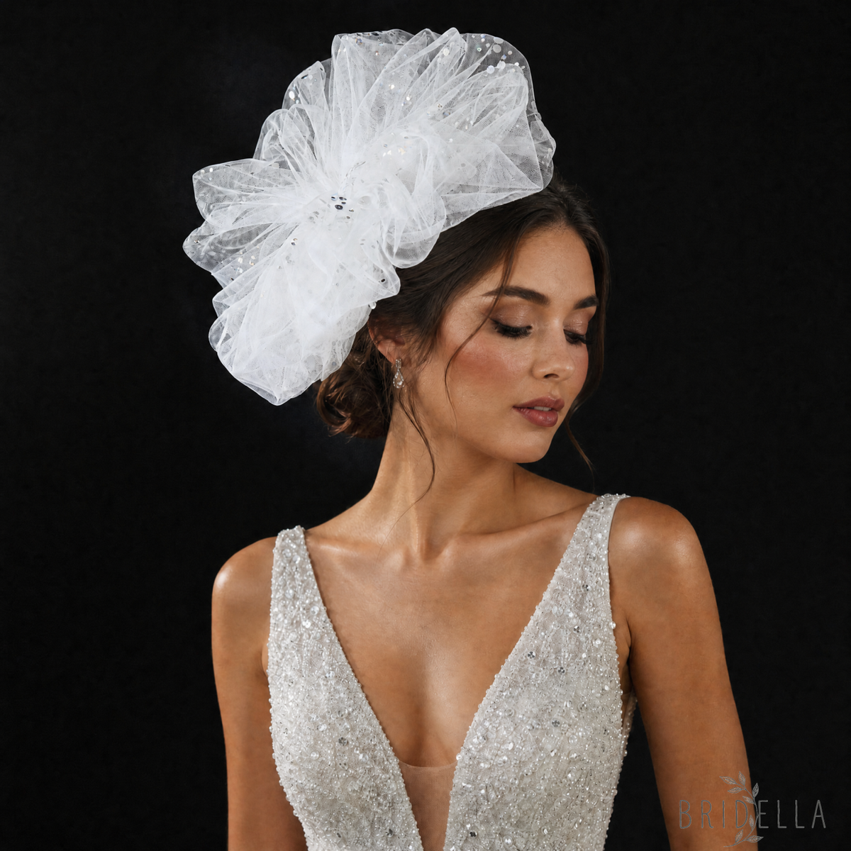 White Flower Bridal Necklace Sequined Wedding Dress Decoration Accessory - Bridella BMA03 - Ivory
