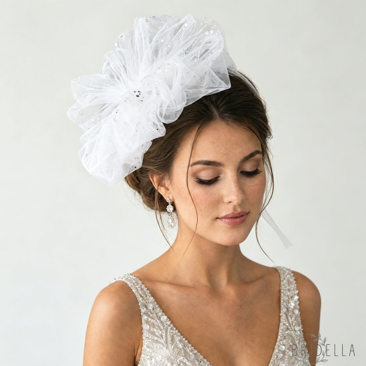 White Flower Bridal Necklace Sequined Wedding Dress Decoration Accessory - Bridella BMA03 - Ivory