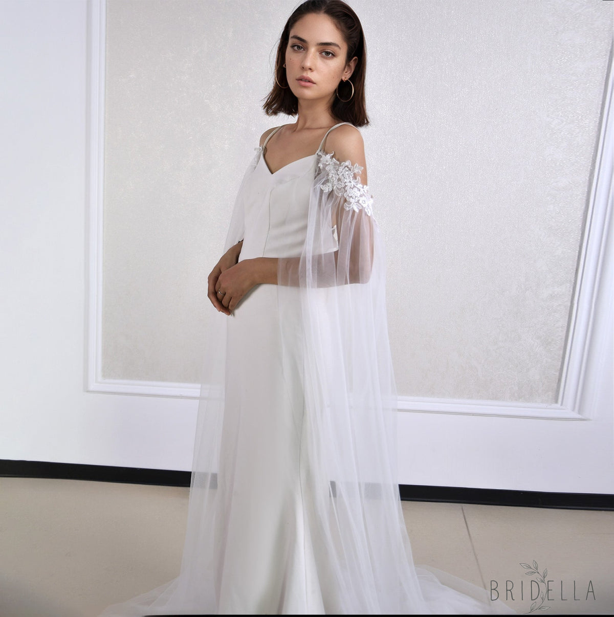 MG56-I white lace mesh shawl