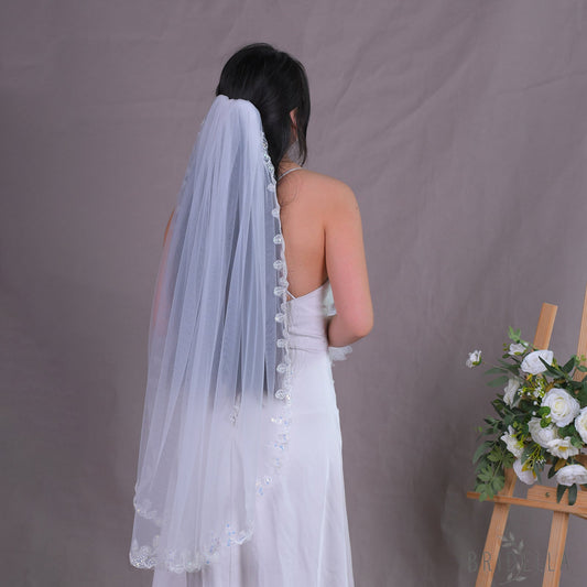 V201-WY1 white lace mesh hair comb