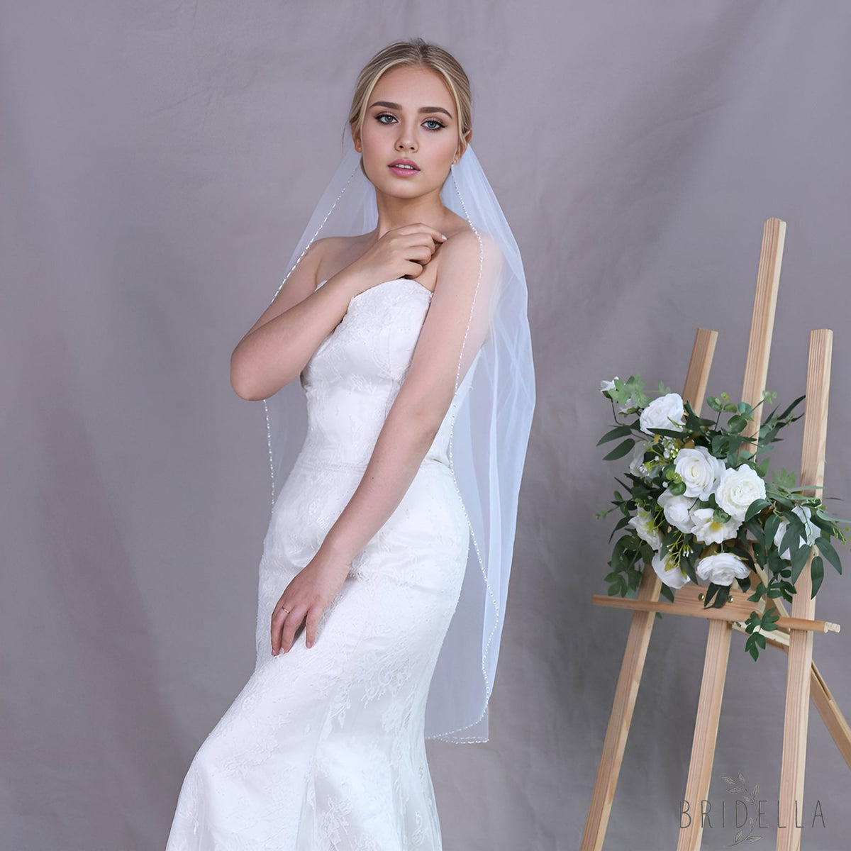 V189-WY1 white mesh veil