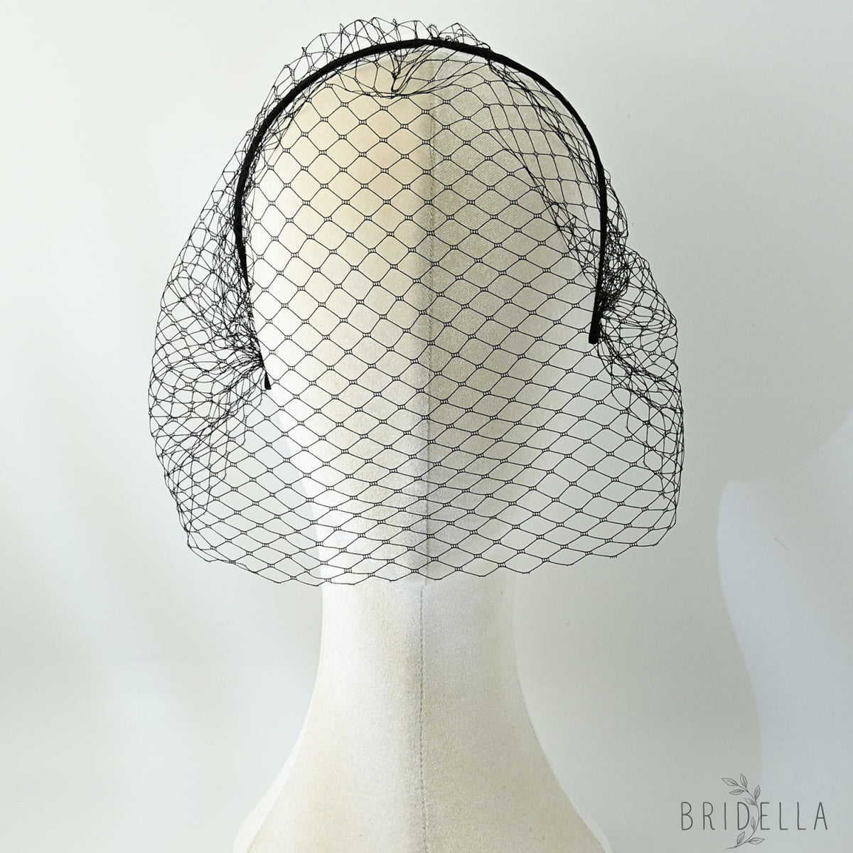 white White Mesh Headband - Bridella BVA06A-B - Black - face veil