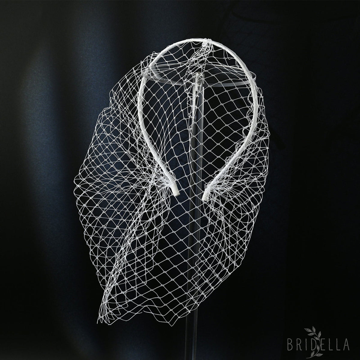 white White Mesh Headband - Bridella BVA06A-W - white - face veil