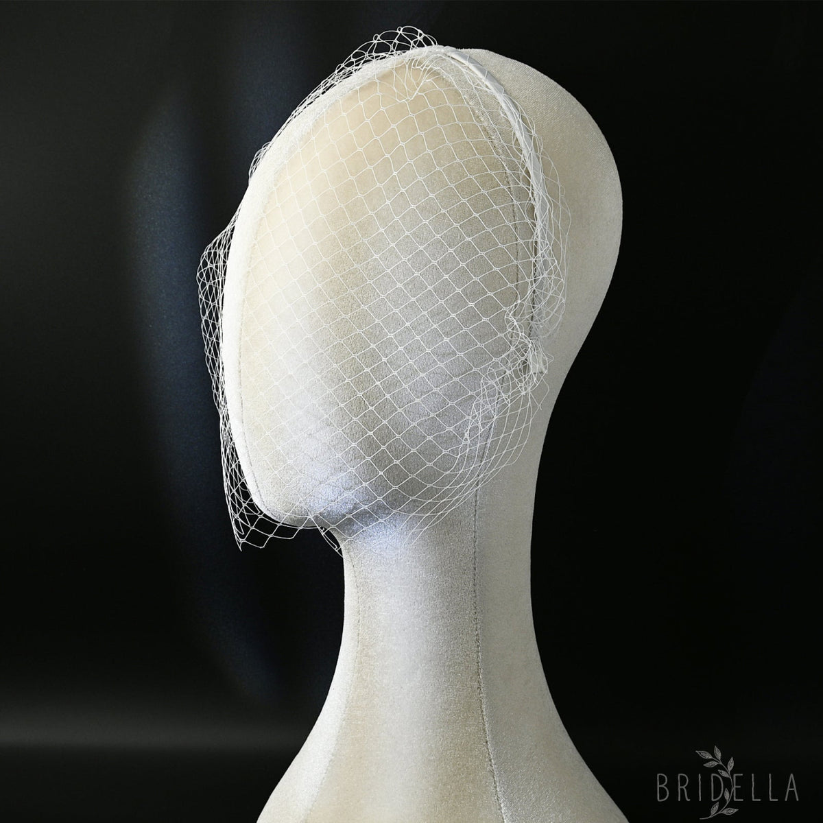 white White Mesh Headband - Bridella BVA06A-W - white - face veil
