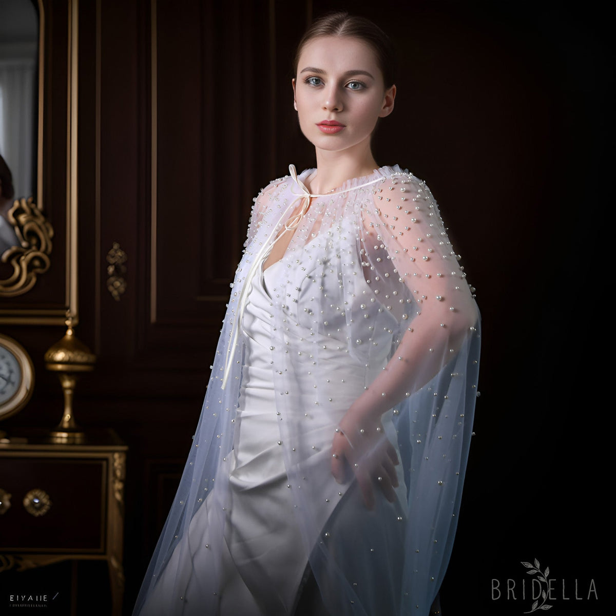 VG02-W white pearl mesh shawl