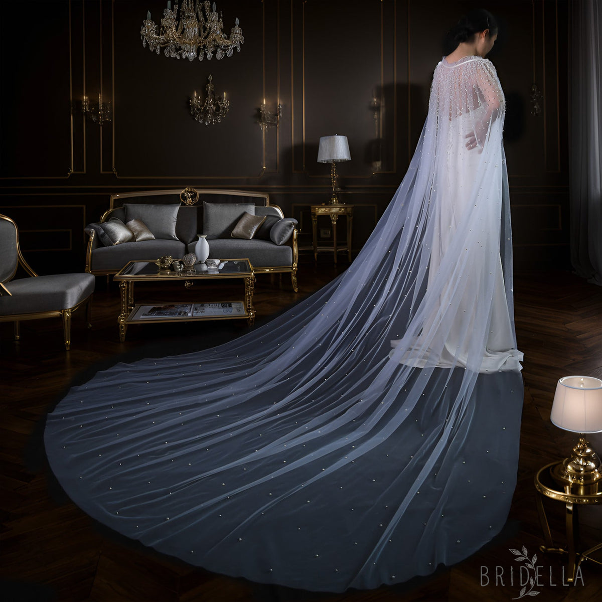 VG02-W white pearl mesh shawl