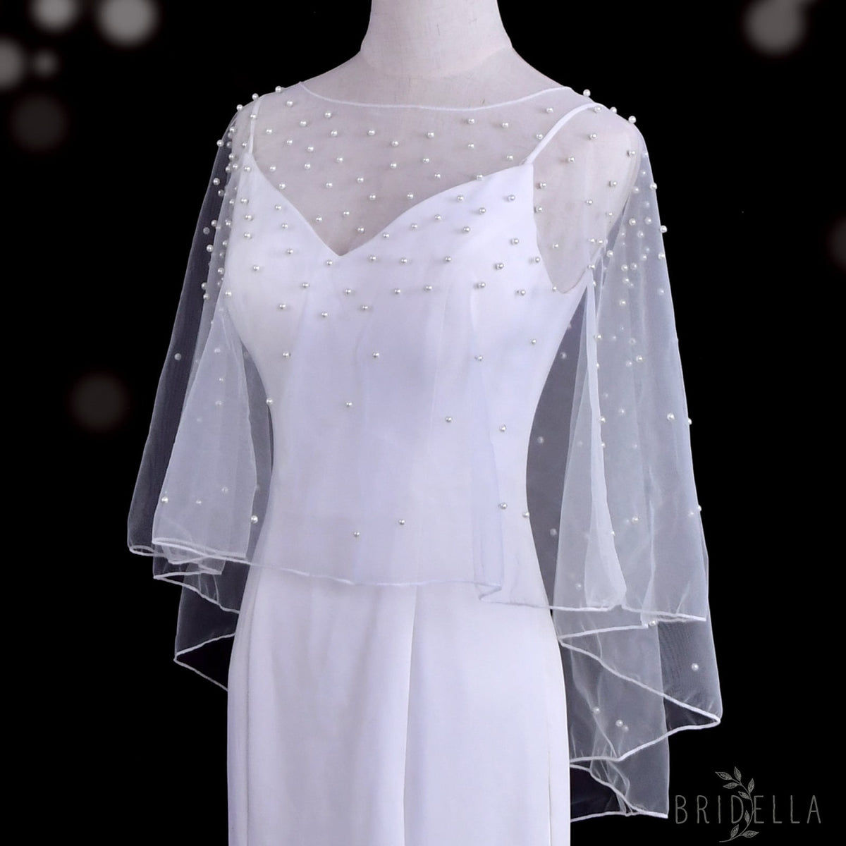 VG27-I white pearl mesh shawl