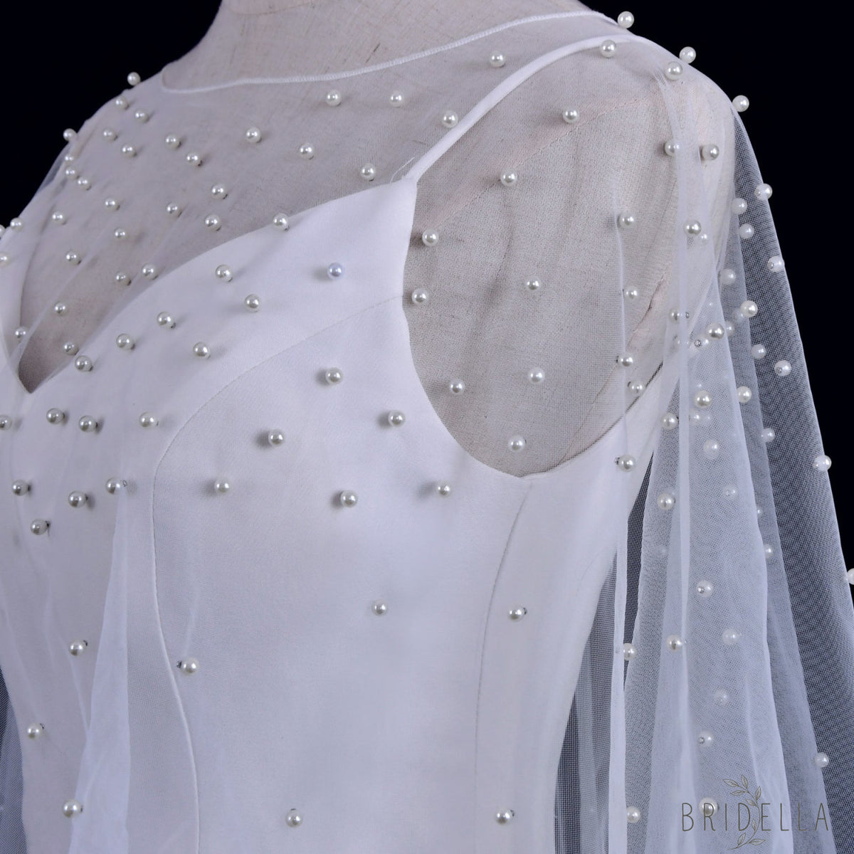 VG27-I white pearl mesh shawl