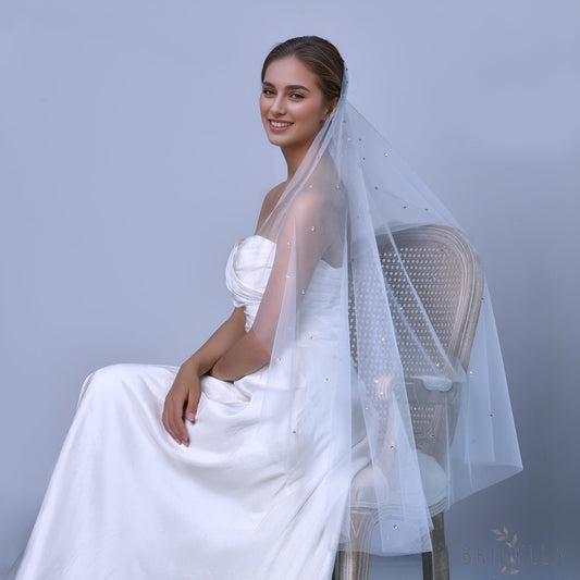 M31-I white rhinestone mesh veil