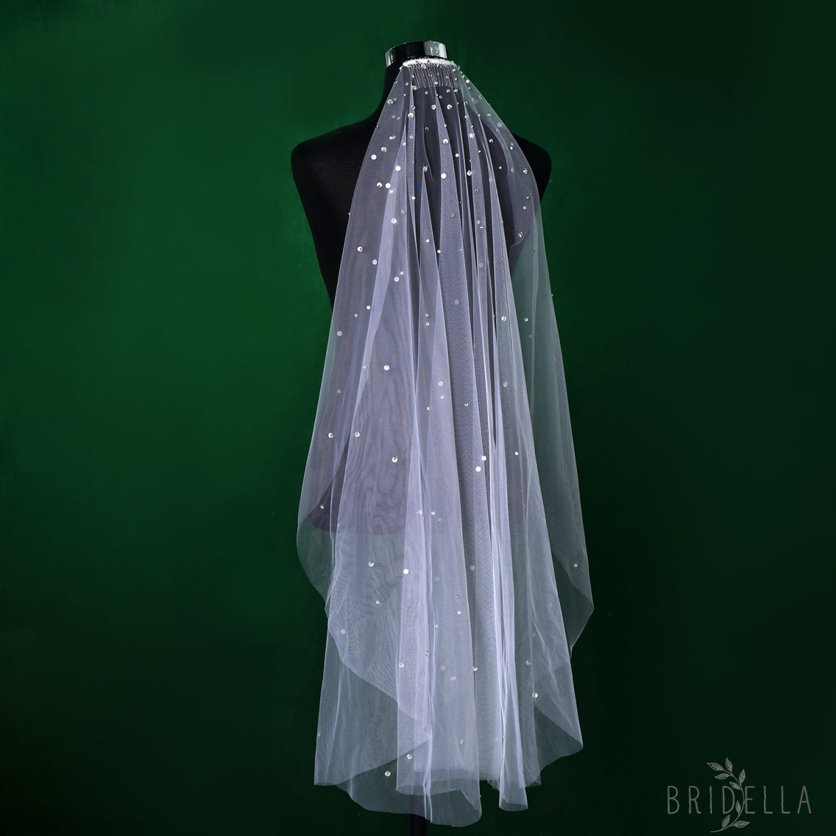 M31-I white rhinestone mesh veil