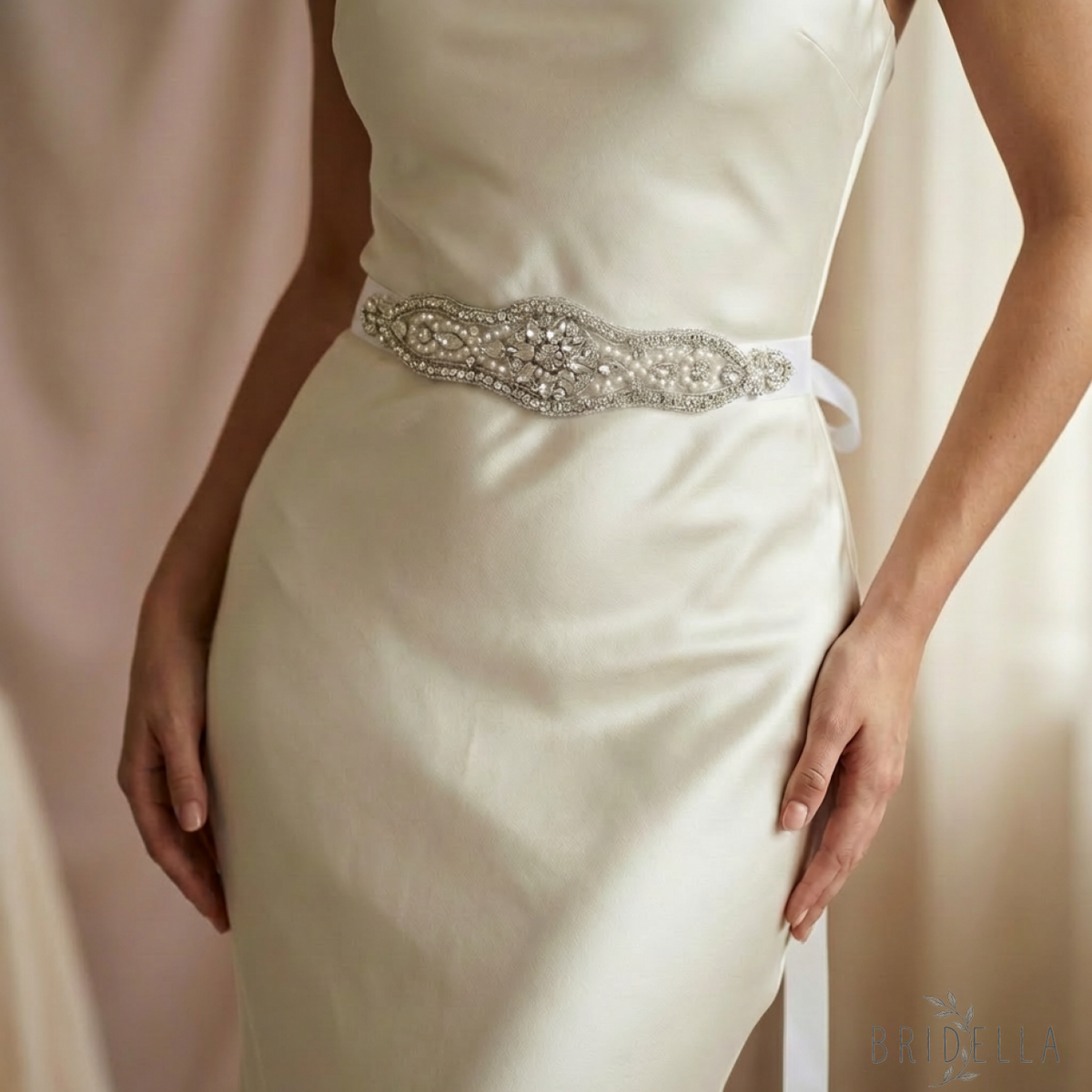 White Rhinestone & Pearl Belt - IVONY - Belt