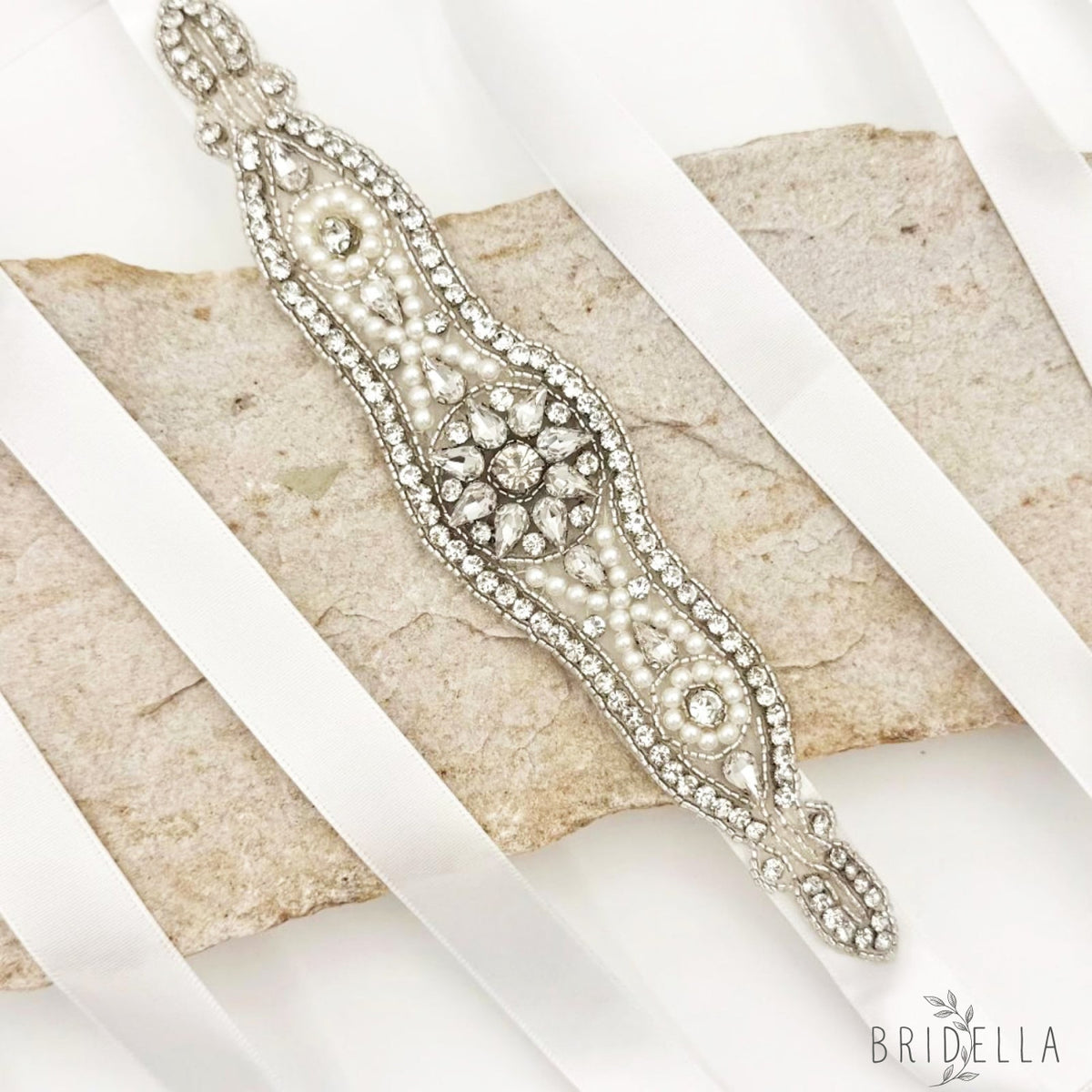 White Rhinestone & Pearl Belt - IVONY - Belt