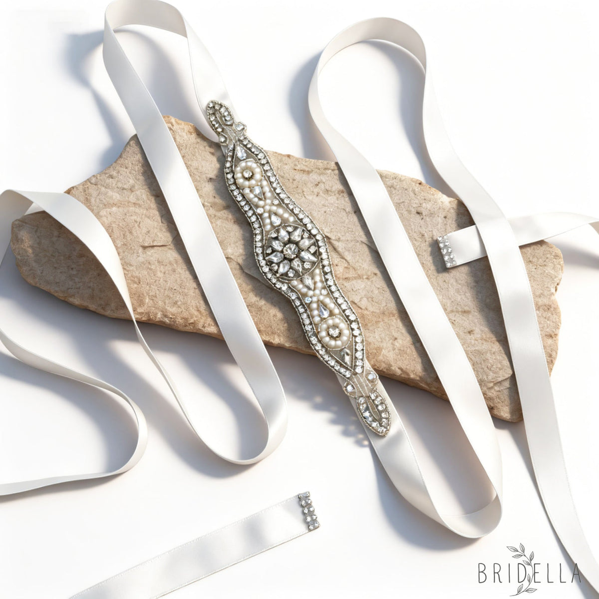 White Rhinestone & Pearl Belt - IVONY - Belt