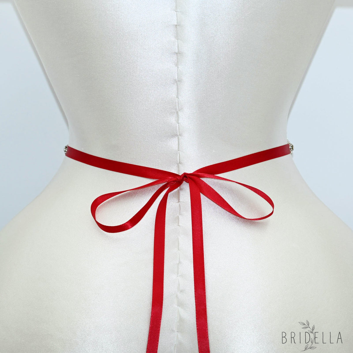 Wine Red Rhinestone Bridal Sash Wedding Dress Belt – Bridella BS167R - Red - Belts