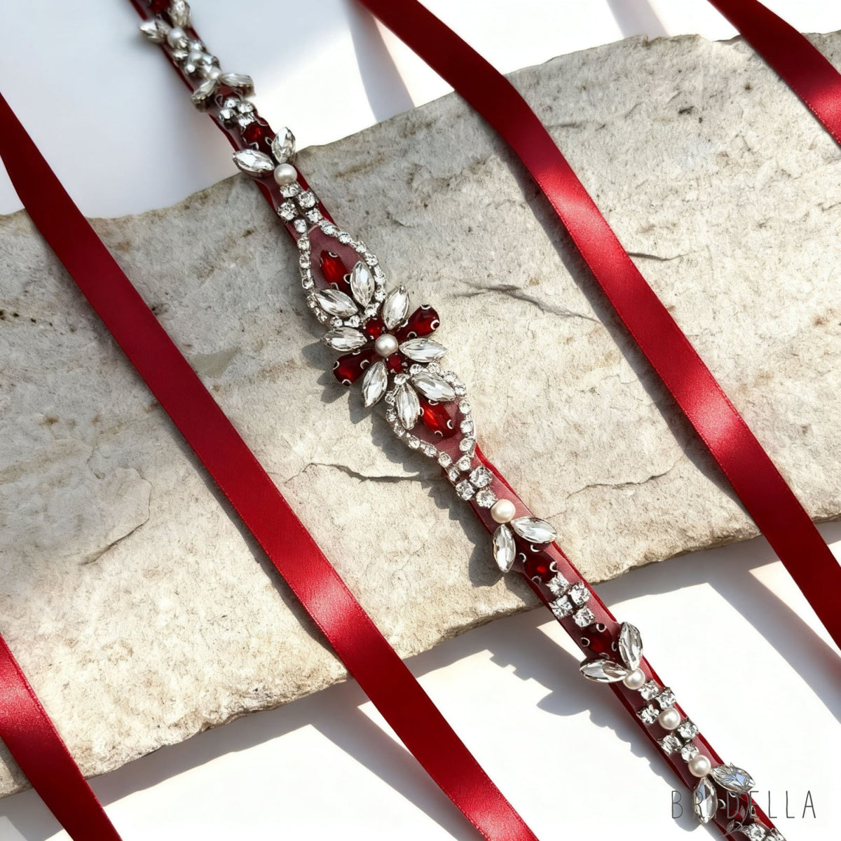 Wine Rhinestone & Pearl Belt - Blets